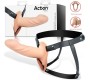 Action Strap-On with Hollow Dildo Premium Silicone Size L Flesh