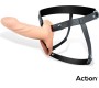 Action Strap-On with Hollow Dildo Premium Silicone Size L Flesh