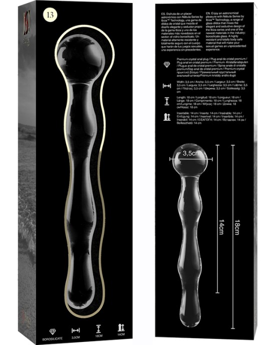 Nebula Series By Ibiza MODEL 13 DILDO BOROSILICATE GLASS 18 X 3.5 CM CLEAR