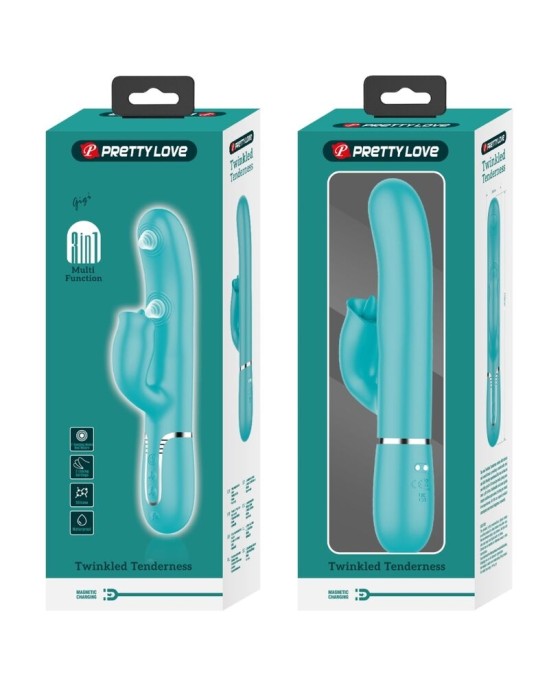 Pretty Love Flirtation PRETTY LOVE - RABBIT VIBRATOR WITH LICKING AQUA GREEN