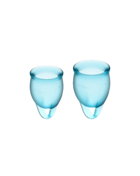 Satisfyer Feel Confident menstruālā krūzīte Gaiši zilā iepakojumā pa 2