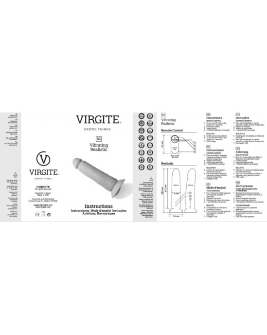 Virgite - Realistics REĀLISTS VIBRATORS R2" 21cm W/ TĀLVADĪBAS PULTS"