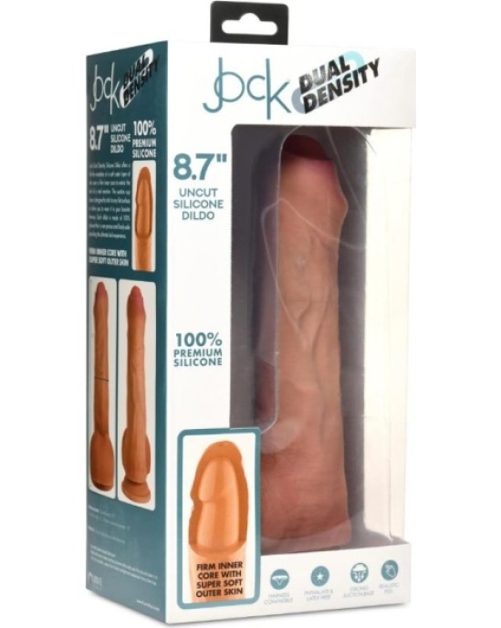 Xr - Jock DILDO PENIS AR sēkliniekiem DUBULTA BLĪVUMA NEGROZĪTA MĪKSTA 22 CM