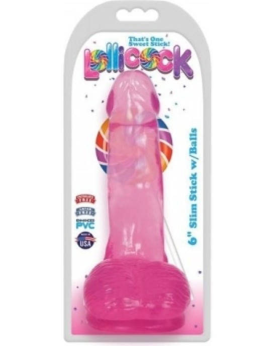 Xr - Lollicock DILDO AR sēkliniekiem SLIM STICK CHERRY 1524 CM"