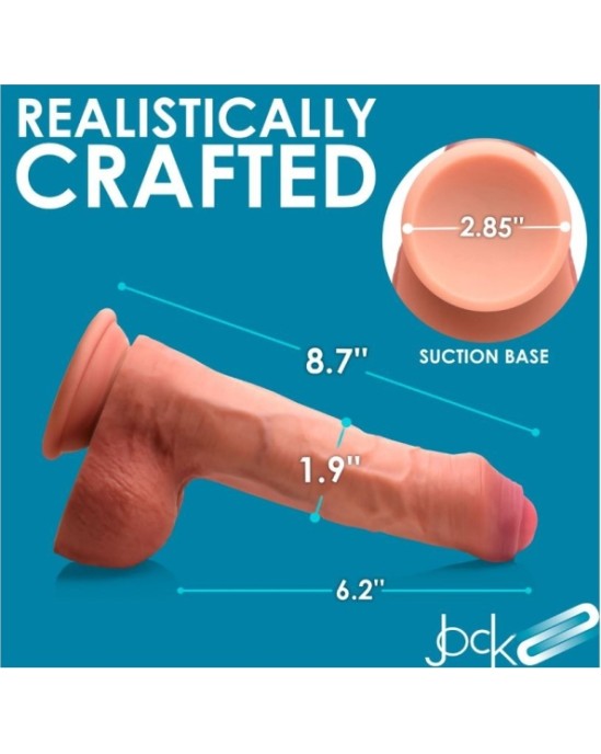 Xr - Jock DILDO PENIS AR sēkliniekiem DUBULTA BLĪVUMA NEGROZĪTA MĪKSTA 22 CM