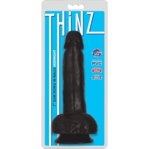 Xr - Thinz PLĀNS DILDO AR PLĀNĪTĀM sēkliniekiem, MELNS 17'80 CM