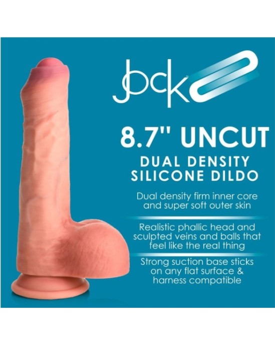 Xr - Jock DILDO PENIS AR sēkliniekiem DUBULTA BLĪVUMA NEGROZĪTA MĪKSTA 22 CM