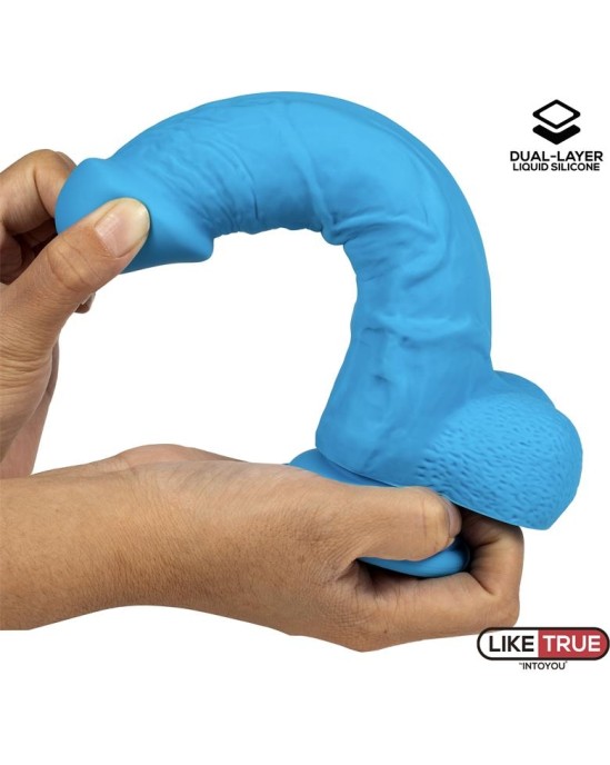 Liketrue Realistic Dildo Liquid Silicone Dual Layer 8 Blue