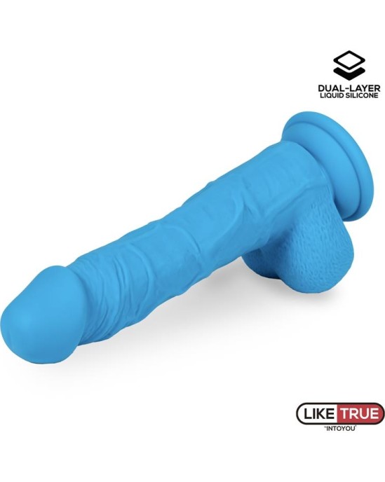 Liketrue Realistic Dildo Liquid Silicone Dual Layer 8 Blue