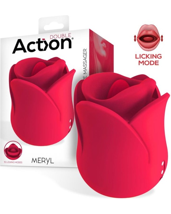 Action Meryl Vibe Stimulator Rose Shaped with Tongue 2 Motors