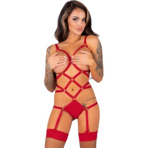 Livco Corsetti Sets LIVCO CORSETTI FASHION — THIARA LC 20213 KOMPLEKTS BODY + ZEKAS, SARKANAS L/XL