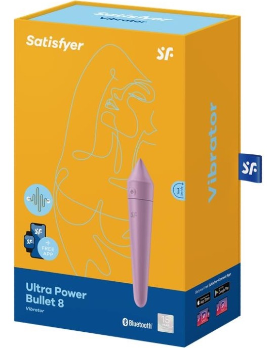 Satisfyer Ultra Power Bullet 8 vibrējošā lode ar APP ceriņu