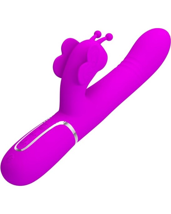 Pretty Love Flirtation PRETTY LOVE — DAUDZFUNKCIJAS ZAŠU VIBRATORS 4 IN 1 BUTTERFLY FUCHSIA