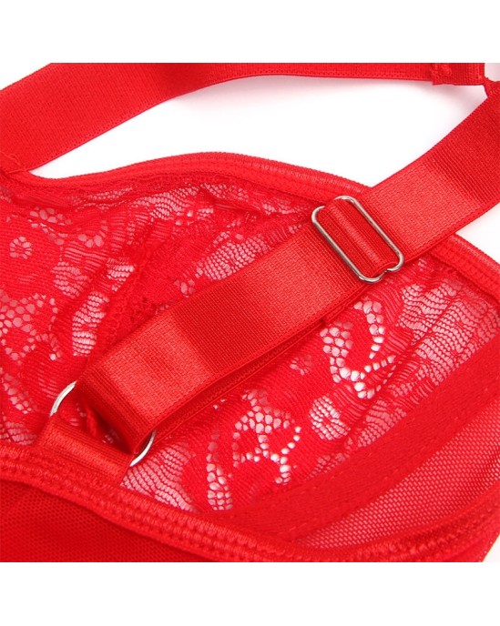 Subblime Teddies SUBBLIME - TEDDY AR prievīšu AR MEŽĢĪŅU DETAĻU UN SLOKSNĒM SARKANA L/XL