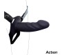 Action Strap-On with Hollow Dildo Premium Silicone Size S Black