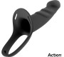 Action Strap-On with Hollow Dildo Premium Silicone Size S Black