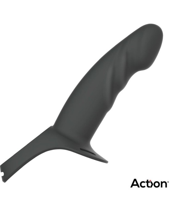 Action Strap-On ar Hollow Dildo Premium Silikona izmērs S Black