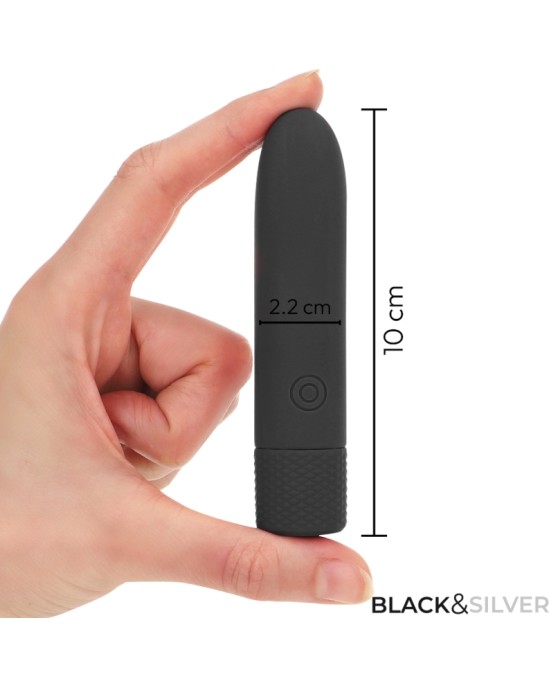 Black&Amp;Silver BLACK & SILVER — GERI USB UZLĀDĒJAMA VIBRĒJOŠA BULLET 8 VIBRATIONS BLACK 10 X 2,2 CM