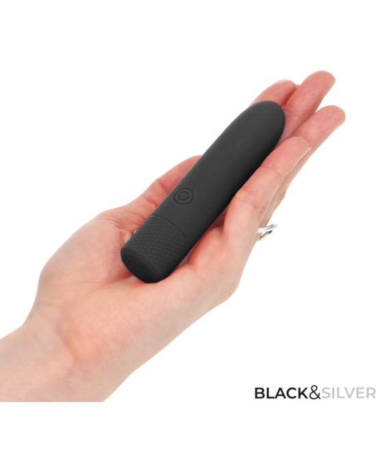 Black&Amp;Silver BLACK & SILVER — GERI USB UZLĀDĒJAMA VIBRĒJOŠA BULLET 8 VIBRATIONS BLACK 10 X 2,2 CM