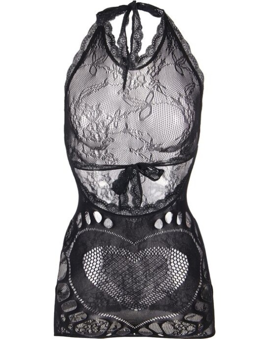 Subblime Dresses SUBBLIME - 952075 КОРОТКОЕ ПЛАТЬЕ В СЕТКУ С ВЫРЕЗОМ НА СПИНЕ И СЕРДЦЕМ ЧЕРНОЕ ОДИН РАЗМЕР