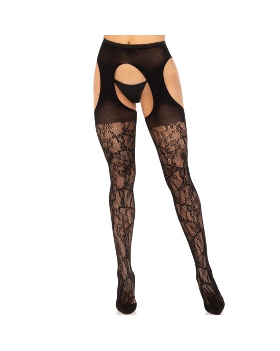 Leg Avenue Hosiery LEG AVENUE - ЧУЛКИ С КРУЖЕВНЫМИ ПОДВЯЗКАМИ, ЧЕРНЫЕ