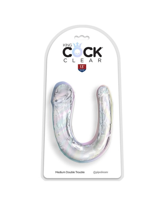 King Cock DOUBLE TROUBLE DOUBLE DILDO 33 CM CLEAR