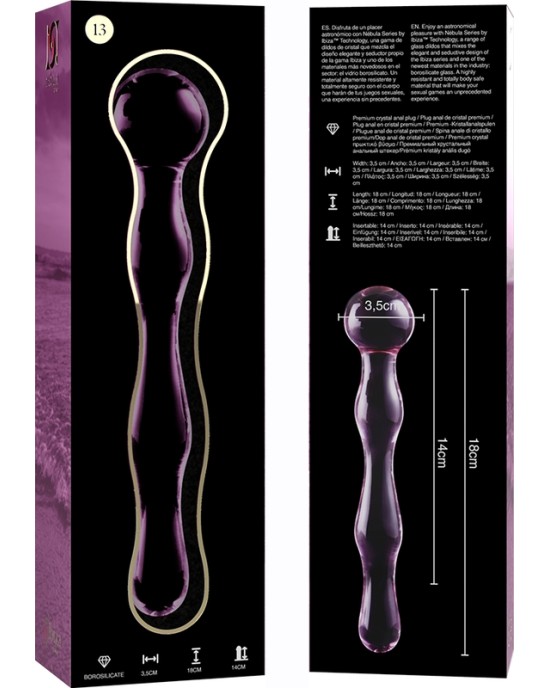 Nebula Series By Ibiza MODELIS 13 DILDO BOROSILIKĀTS STIKLS 18 X 3,5 CM ROZĀ