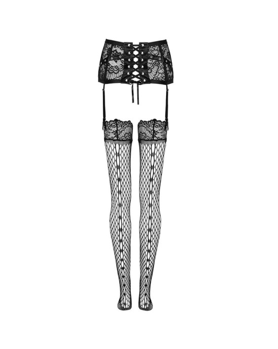 Livco Corsetti Sets LIVCO CORSETTI FASHION - GARTER BELT + STOCKINGS BLACK L/XL