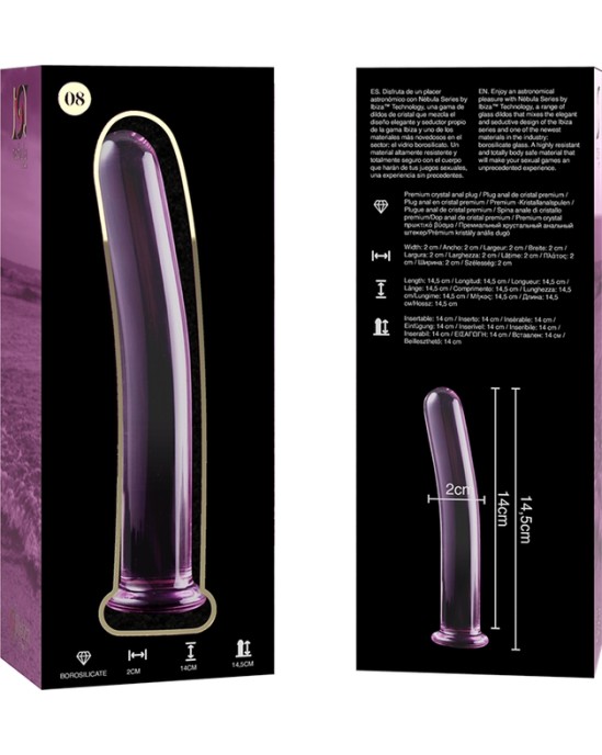 Nebula Series By Ibiza MODELIS 8 DILDO BOROSILIKĀTS STIKLS 14,5 X 2 CM ROZĀ