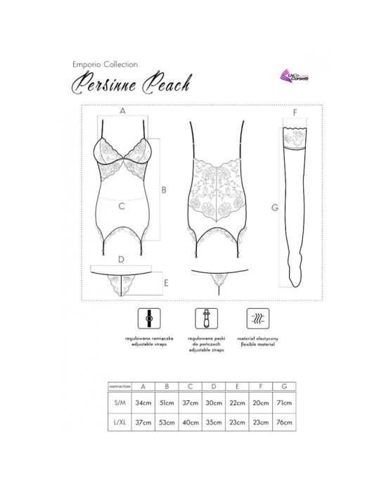 Livco Corsetti Sets LIVCO CORSETTI FASHION - КОМПЛЕКТ PERSINNE PEACH КОРСЕТ + ТРУСИКИ + ЧУЛКИ