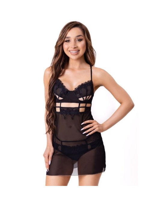 Livco Corsetti Sets LIVCO CORSETTI FASHION — MAIA 20247 BABYDOLL + THONG BLACK S/M