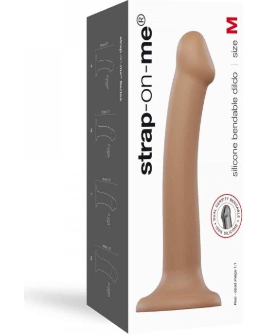 Strap-On-Me DILDO AR piesūcekni PIEMĒROTA IEKĀRTA DUAL BLĪVUMA FLEXIBLE CARAMEL M