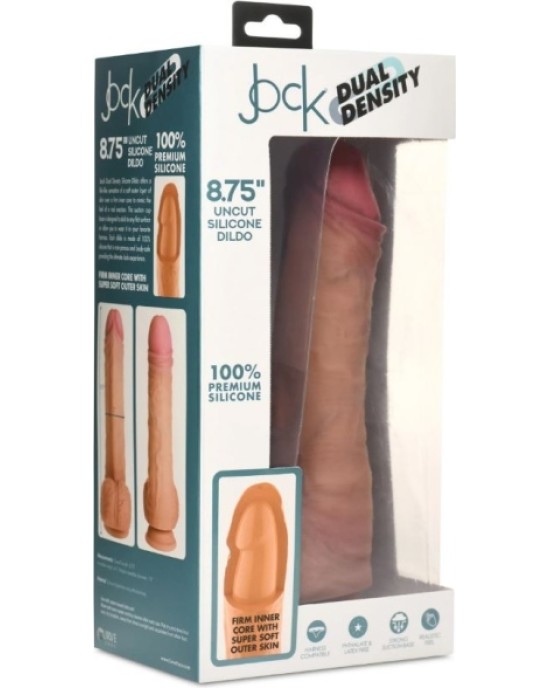 Xr - Jock DILDO PENIS AR sēkliniekiem DUBULTA BLĪVUMA NEGROZĪTA MĪKSTUMA 22'20 CM