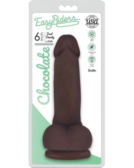 Xr - Easy Riders PLĀNS ŠOKOLĀDES DILDO AR sēkliniekiem EASY RIDERS 15'25 CM