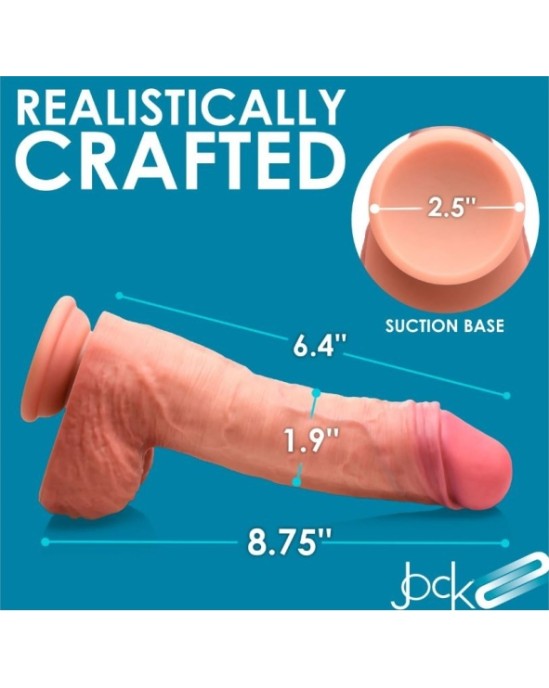 Xr - Jock DILDO PENIS AR sēkliniekiem DUBULTA BLĪVUMA NEGROZĪTA MĪKSTUMA 22'20 CM