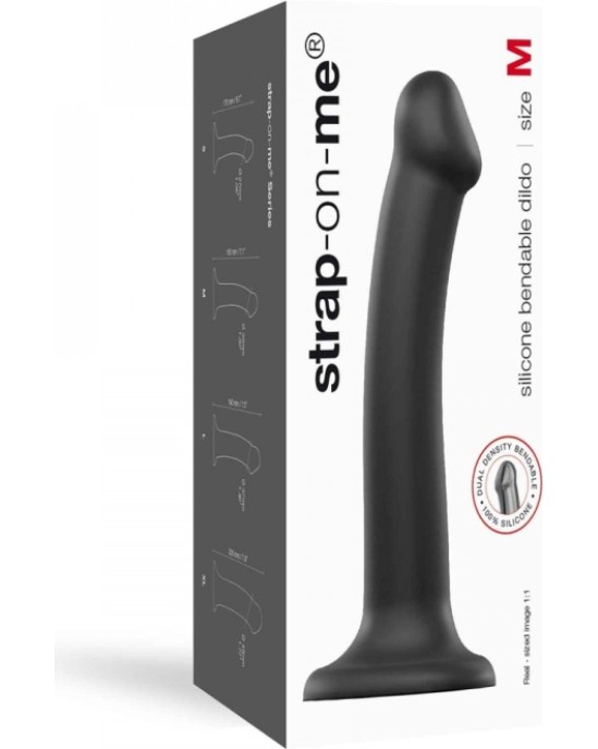 Strap-On-Me DILDO AR piesūcekni PIEMĒROTA IEKĀRTA DUAL BLĪVUMA FLEXIBLE BLACK M