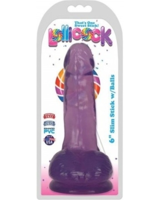 Xr - Lollicock DILDO AR sēkliniekiem SLIM STICK VĪNOGU 1524 CM"