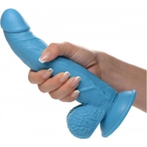 Xr - Pop Peckers REĀLISTS DILDO AR sēkliniekiem 19 CM ZILS