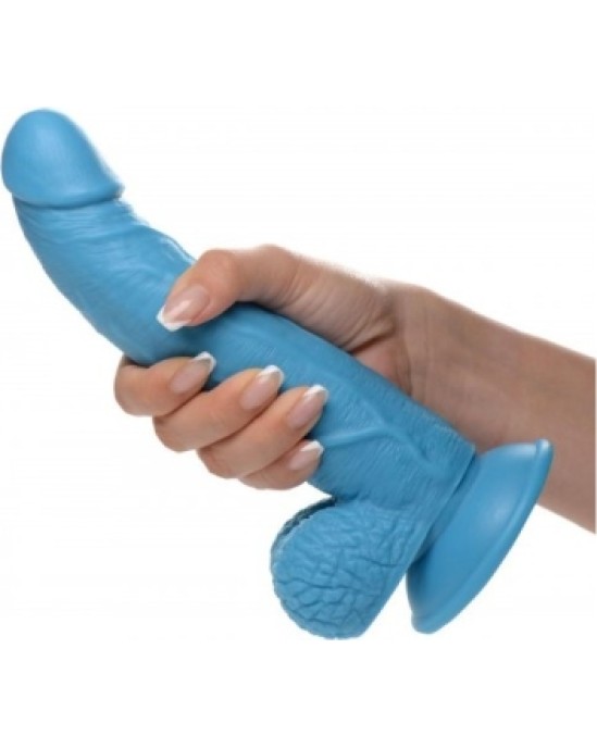 Xr - Pop Peckers REĀLISTS DILDO AR sēkliniekiem 19 CM ZILS