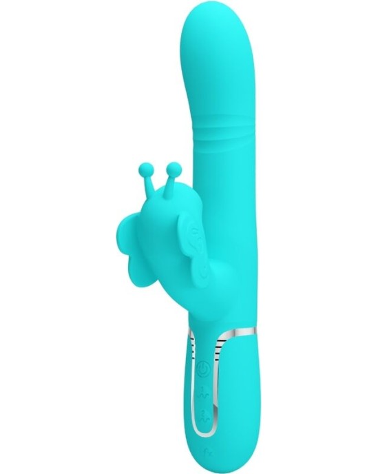 Pretty Love Flirtation PRETTY LOVE — DAUDZFUNKCIJAS RABIT VIBRATORS 4 IN 1 BUTTERFLY AQUA GREEN