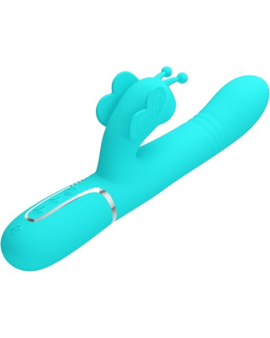 Pretty Love Flirtation PRETTY LOVE — DAUDZFUNKCIJAS RABIT VIBRATORS 4 IN 1 BUTTERFLY AQUA GREEN