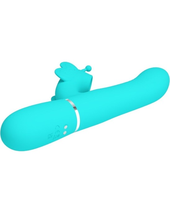 Pretty Love Flirtation PRETTY LOVE — DAUDZFUNKCIJAS RABIT VIBRATORS 4 IN 1 BUTTERFLY AQUA GREEN