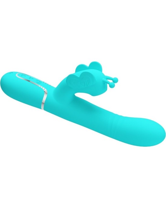 Pretty Love Flirtation PRETTY LOVE — DAUDZFUNKCIJAS RABIT VIBRATORS 4 IN 1 BUTTERFLY AQUA GREEN