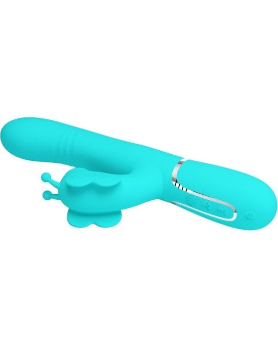 Pretty Love Flirtation PRETTY LOVE — DAUDZFUNKCIJAS RABIT VIBRATORS 4 IN 1 BUTTERFLY AQUA GREEN