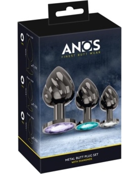 Anos Metal Butt Plug Set Diamo