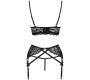 Livco Corsetti Sets LIVCO CORSETTI FASHION - MORIDAM LC 90552 BRA + GARTER BELT + PANTY NEGRO