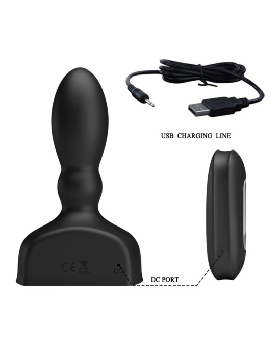 Mr Play BLACK INFLATABLE ANAL PLUG REMOTE CONTROL