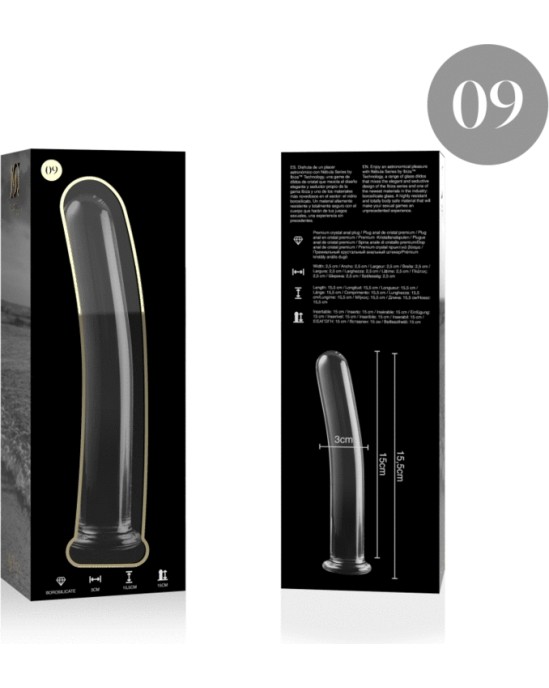 Nebula Series By Ibiza 9. MODELIS DILDO BOROSILIKĀTA STIKLS 15,5 X 2,5 CM DZIDRS