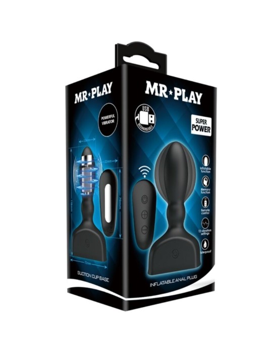 Mr Play BLACK INFLATABLE ANAL PLUG REMOTE CONTROL