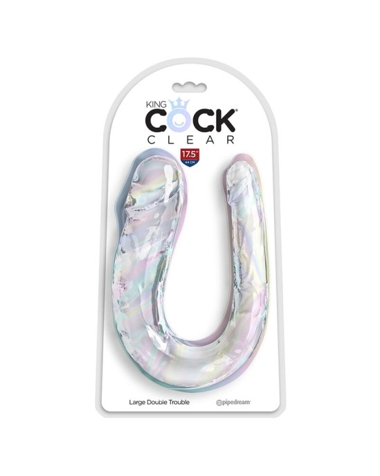King Cock DOUBLE TROUBLE ДВОЙНОЙ ДИЛДО 44 СМ ПРОЗРАЧНЫЙ